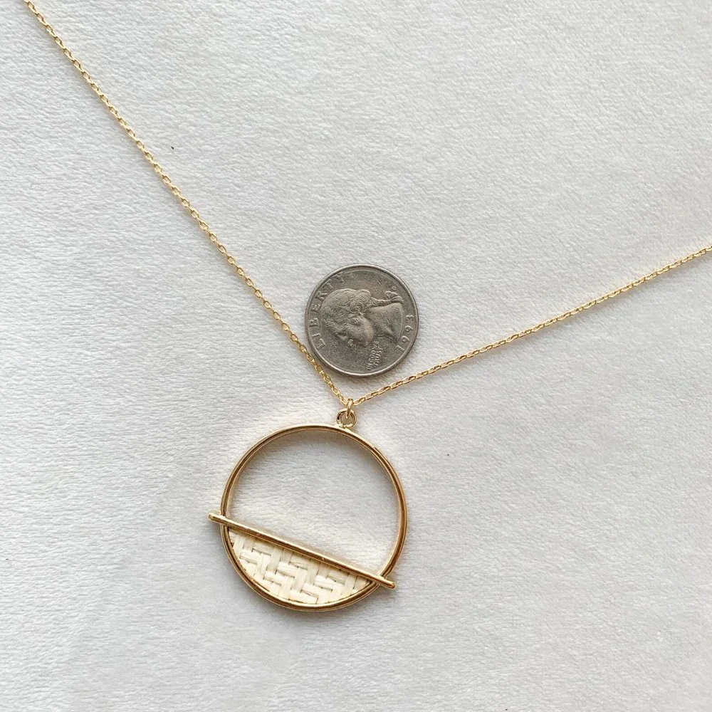 Wanderlust + Co Gold Raffia Woven Necklace - Picture 2 of 4